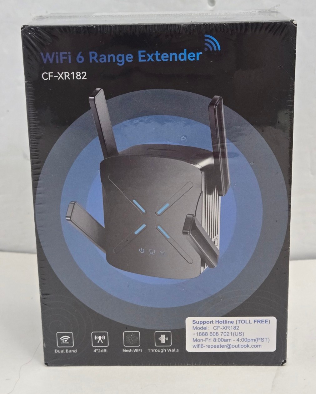 WiFi 6 Range Extender Dual Band 2.4/5.8GHz Mesh 4x2dBi Antenna SEALED Black