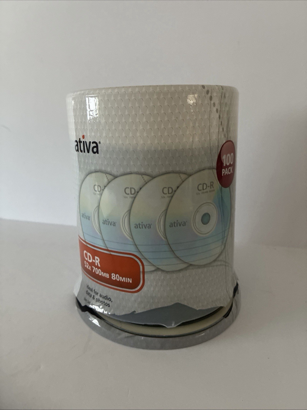 Ativa CD-R 52x 700mb 80min 100 Pack NEW But Broken Seal At Bottom (see Photos)