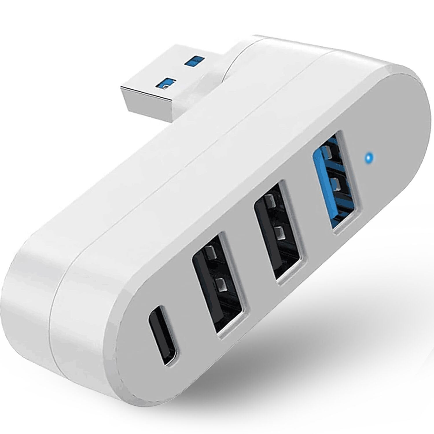 VIENON 4-Port USB 3.0 Hub [90/180 Rotatable], Splitter with 4-Port, White 