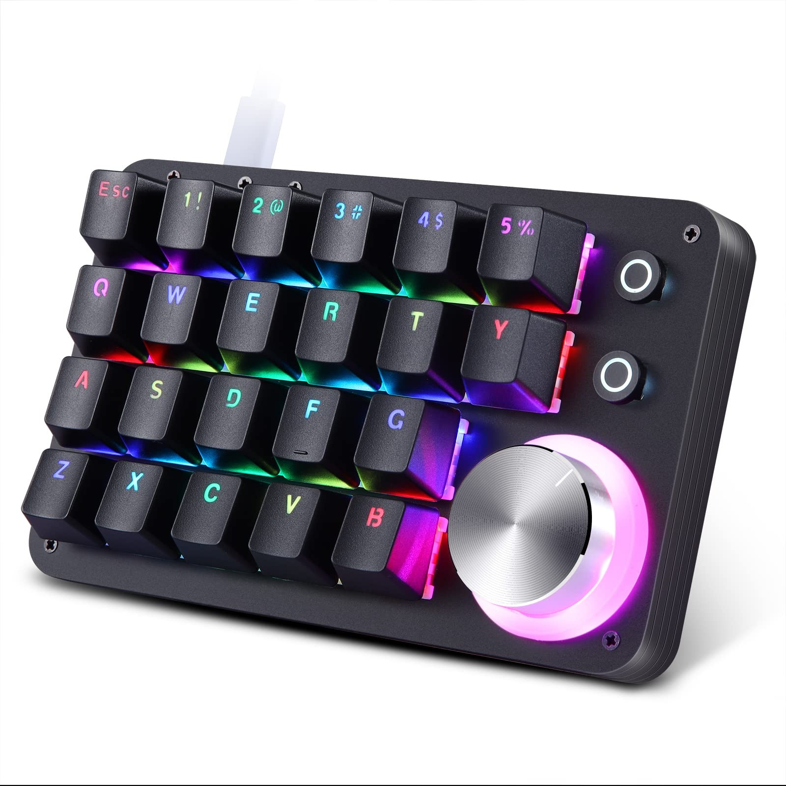 24 Keys Programmable Keyboard，One Handed Macro Mechanical Keyboard, RGB LED B...