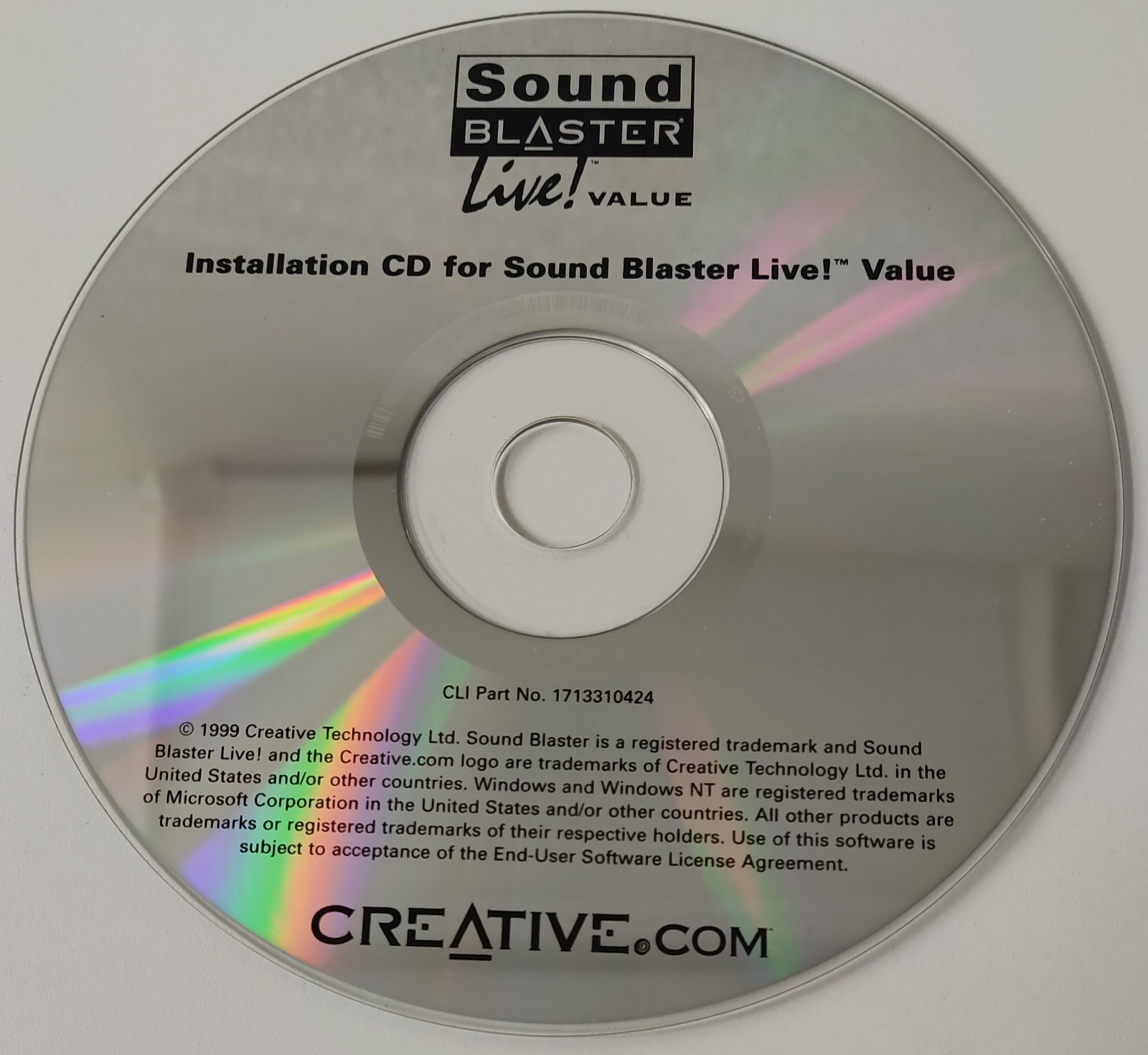 Vintage 1999 Creative Sound Blaster Live Value Installation Disc - WinNT Win9x