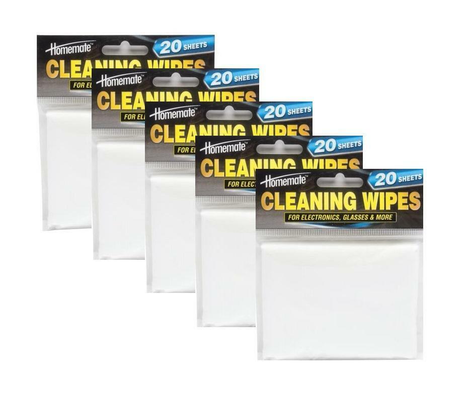 100 Microfiber Cleaning Wipes Electronics Touchscreen Glasses 5x Travel 20 Pack
