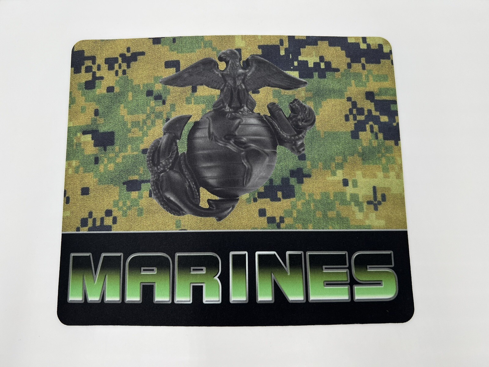 US MARINE CORPS EGA ON WOODLAND DIGITAL PATTERN NEOPRENE MOUSE PAD MADE IN USA