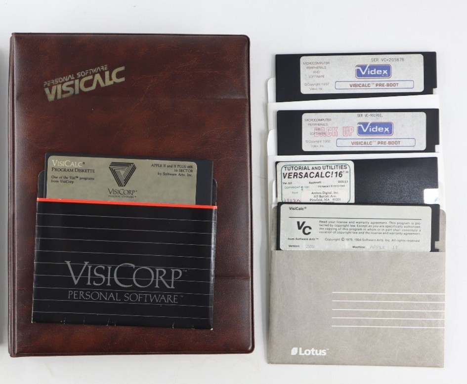 VisiCalc Apple II II+ Software Binder w/ Manual & 5.25” Disk Set Tested WORKING