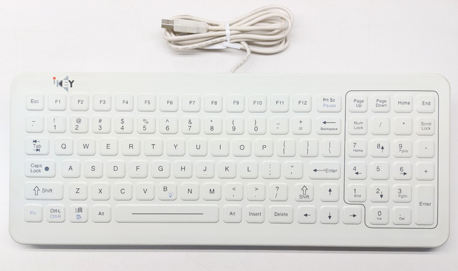 iKey SlimKey-MD Cleanable Sealed Medical Keyboard - White SLK-101-FL-GRAY-USB