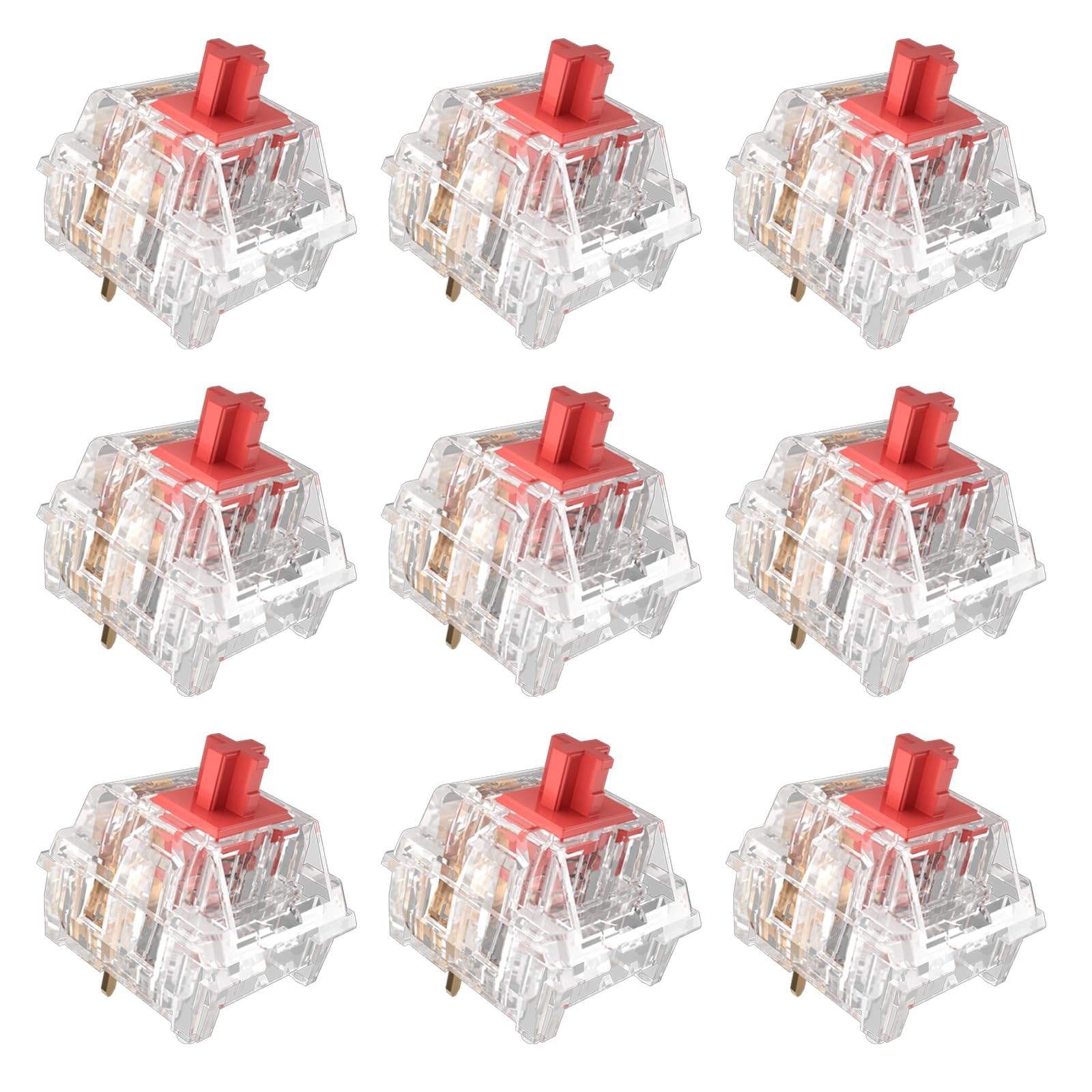 Zhouwang Crystal Red Switches, 3Pin PreLubricated Linear Switches, Dustproof ...