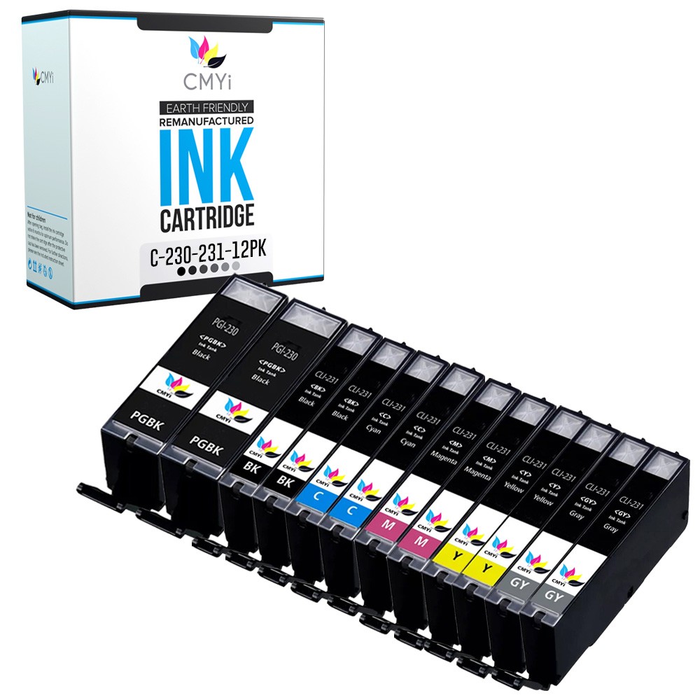CMYi 12-Pack Compatible Canon 230 231 Value Pack Ink Cartridges for PIXMA TS8820