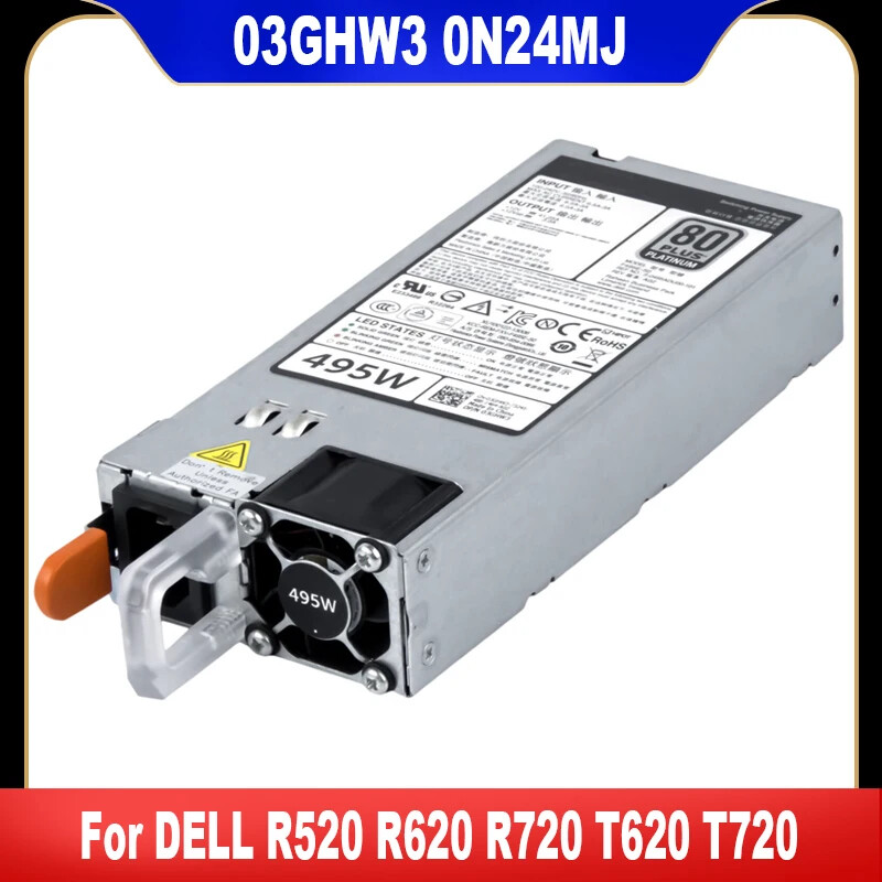03GHW3 0N24MJ Original For DELL R520 R620 R720 T620 T720 495W Power Supply