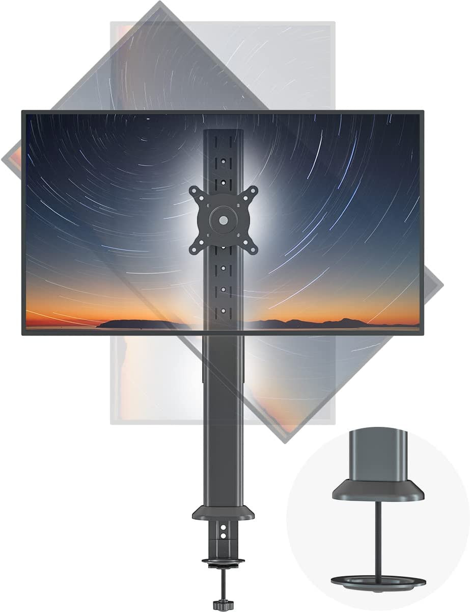 Single Tall Desk Monitor Arm Mount Stand Fit for 27 Inch to 42 Inch Flat Curv...