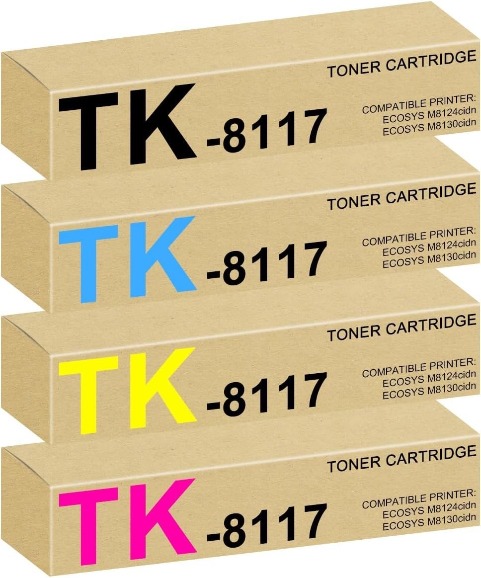 Compatible w/ Kyocera TK-8117 Toner Set 4 Pack for ECOSYS M8124cidn M8130cidn