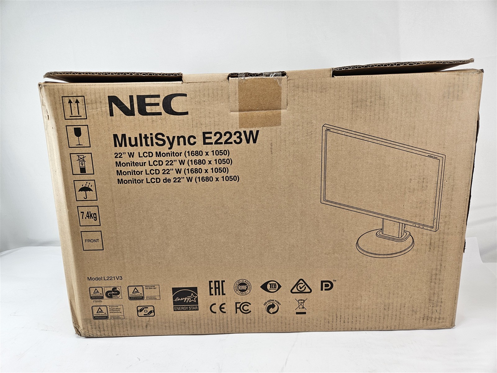 NEW NEC MultiSync E223W-BK 22” LED Monitor 1680x1050 DP DVI VGA