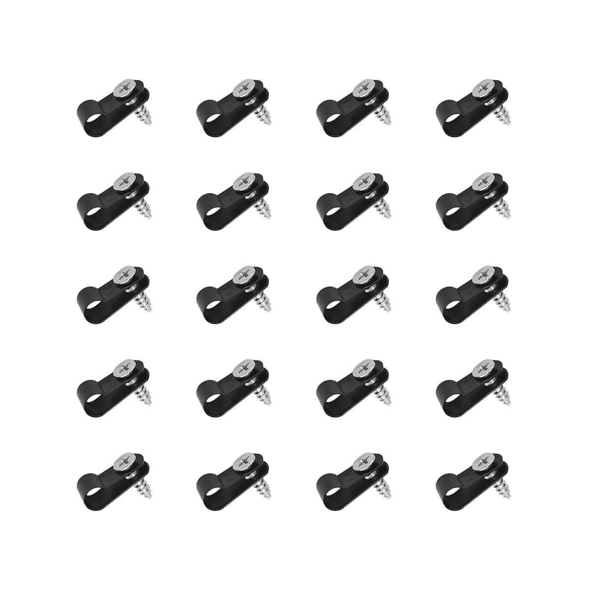 100 Pcs Wire Clamps, 1/4 Black Cable Clamp R-Type