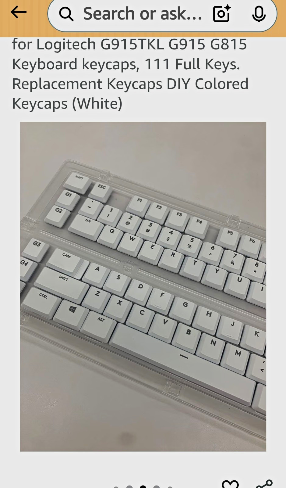 Logitech G915/G815/G915  Replacement Keycaps Set White QWERTY EN