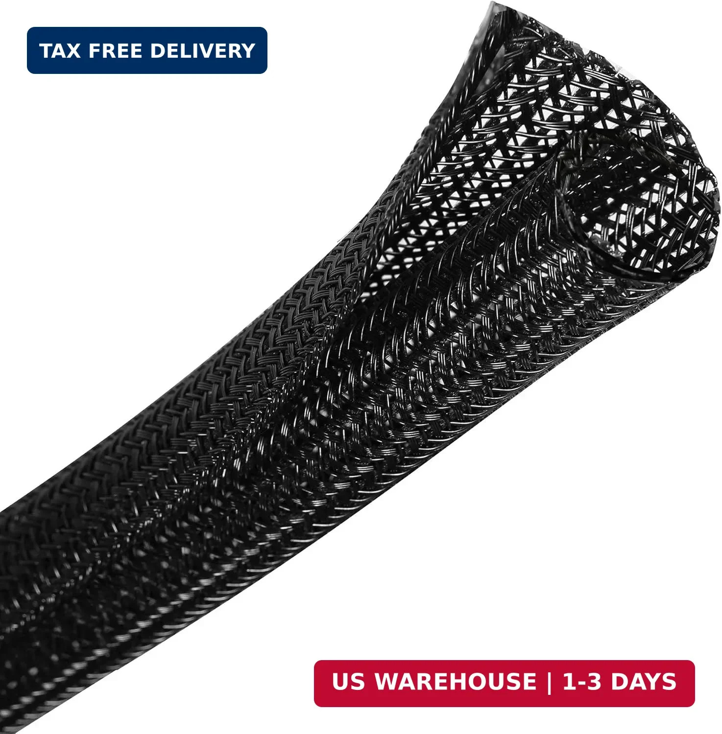 25ft - 3/4 inch Braided Cable Management Sleeve Cord Protector - Self-Wrapping S