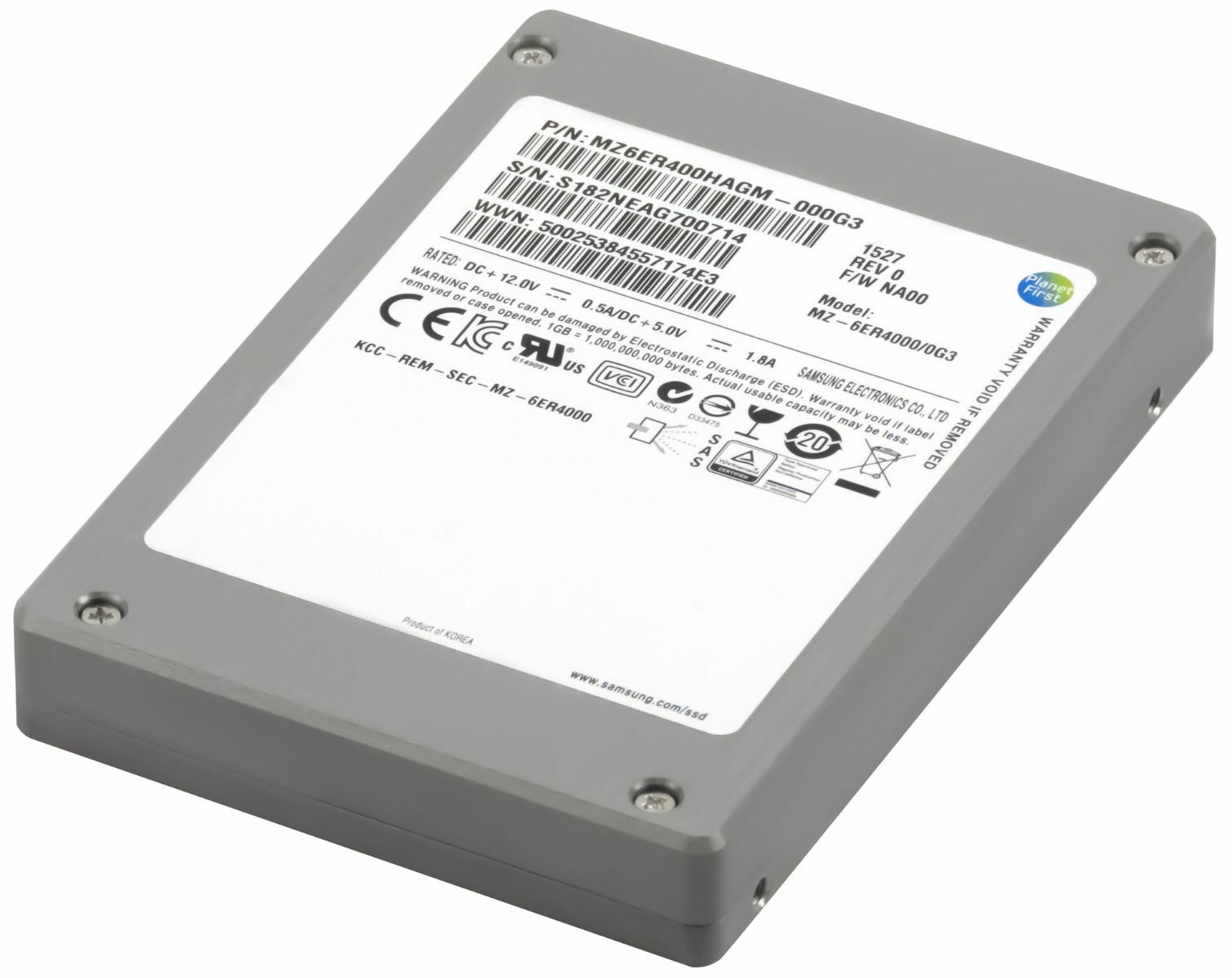 HARD DRIVE SAMSUNG SM1625 SSD 400GB EMLC SAS-2 2.5'' MZ-6ER4000/0G3 2.5'' inch