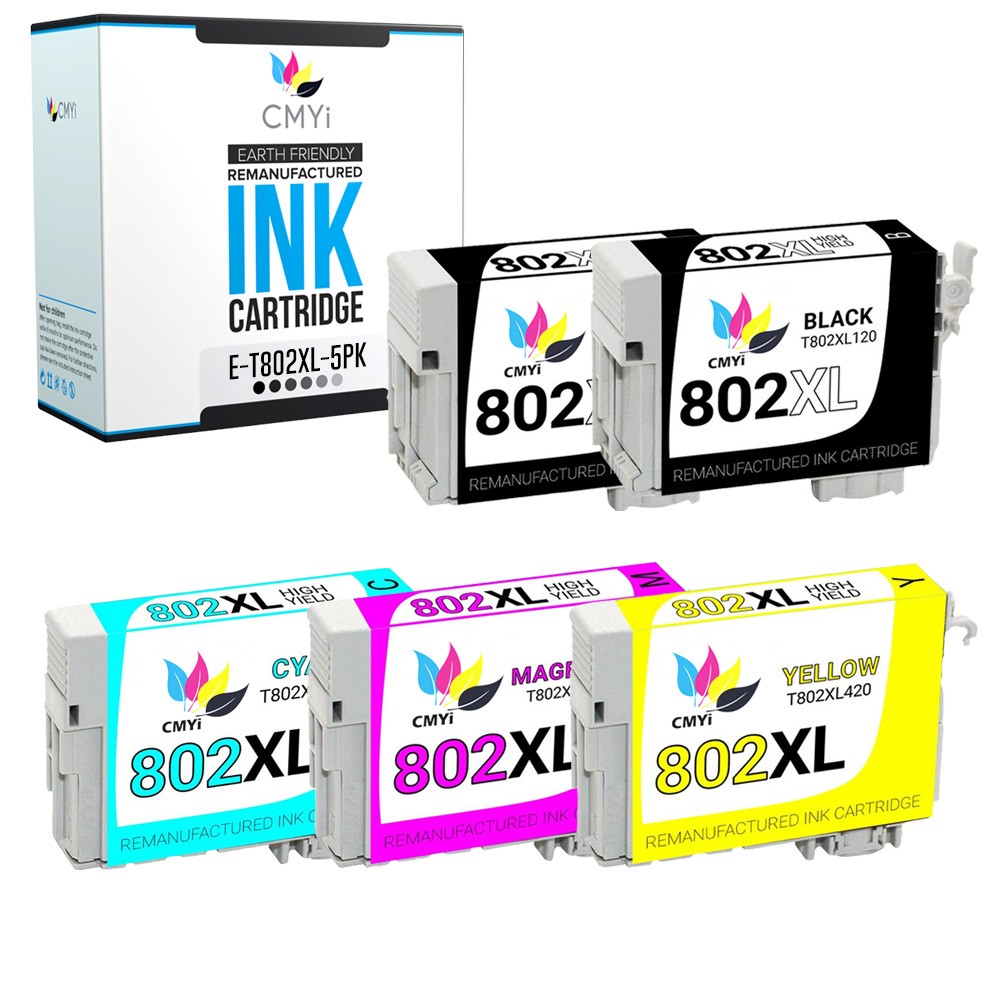 CMYi 5-Pack Replacement T802XL Ink Cartridge for Epson WorkForce WF-4720 WF-4730