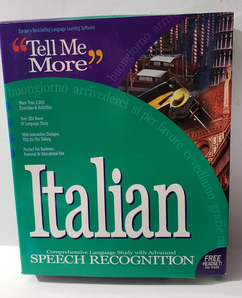 Tell Me More Italian: Beginner Level 1 Windows 98 Software w/ Headset, NEW