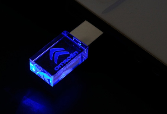 USB Flash Drive 2.0 Citroen Fan Lover Driver Gift Metal Stick Car Logo LED Light