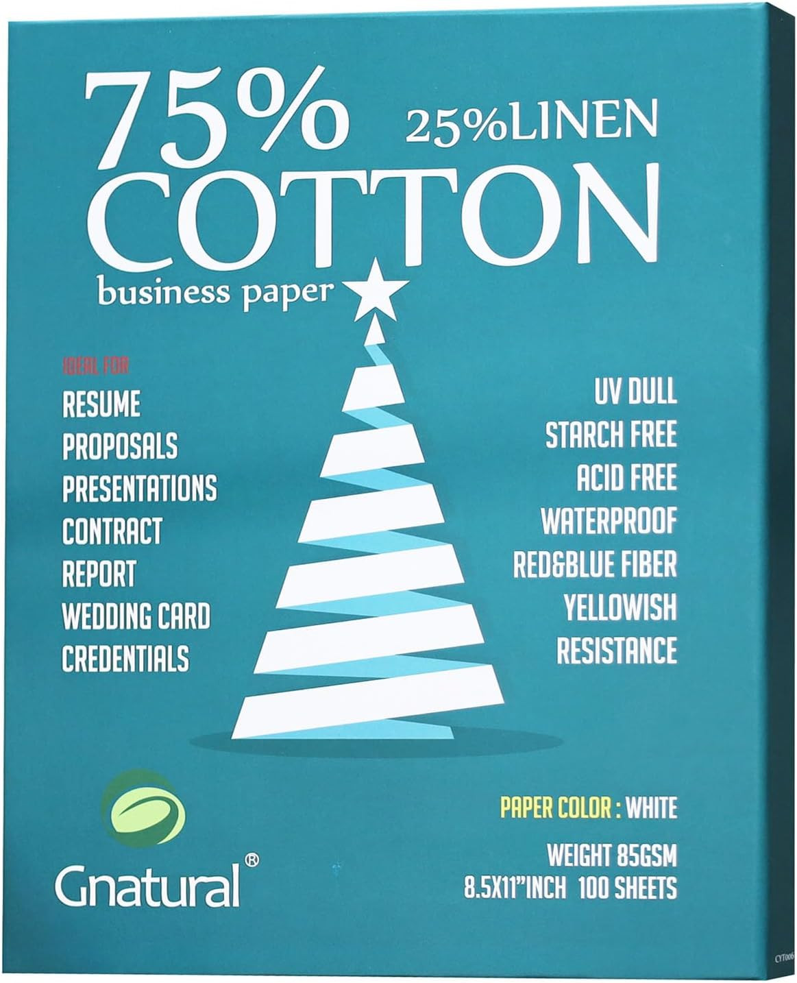 75% Cotton 25% Linen Paper, 85Gsm Inkjet Printing Paper, 8.5"X11" White Color