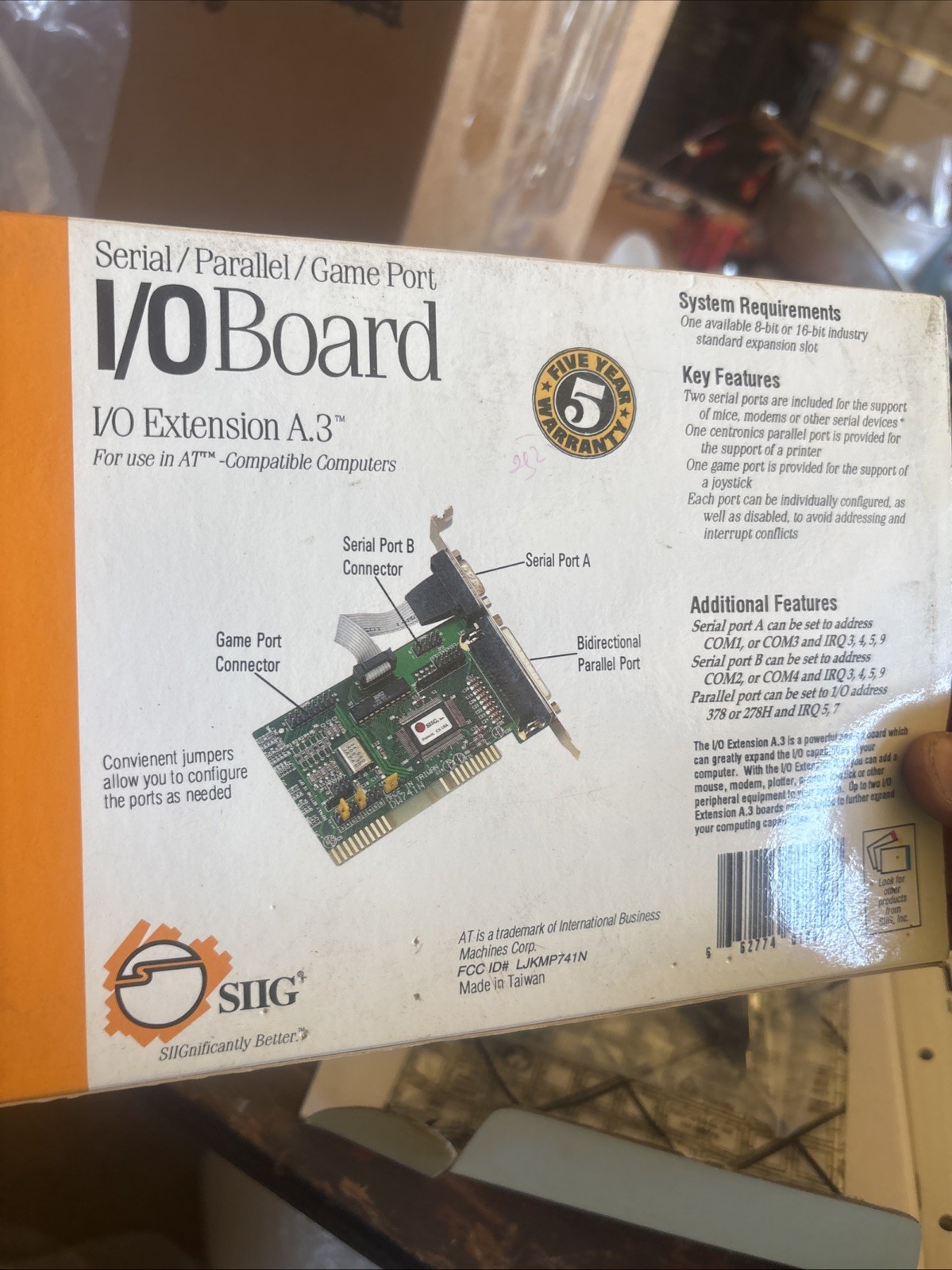 SIIG I/O Extension A.3 8-Bit ISA Multi I/O Card Serial Parallel Game Port