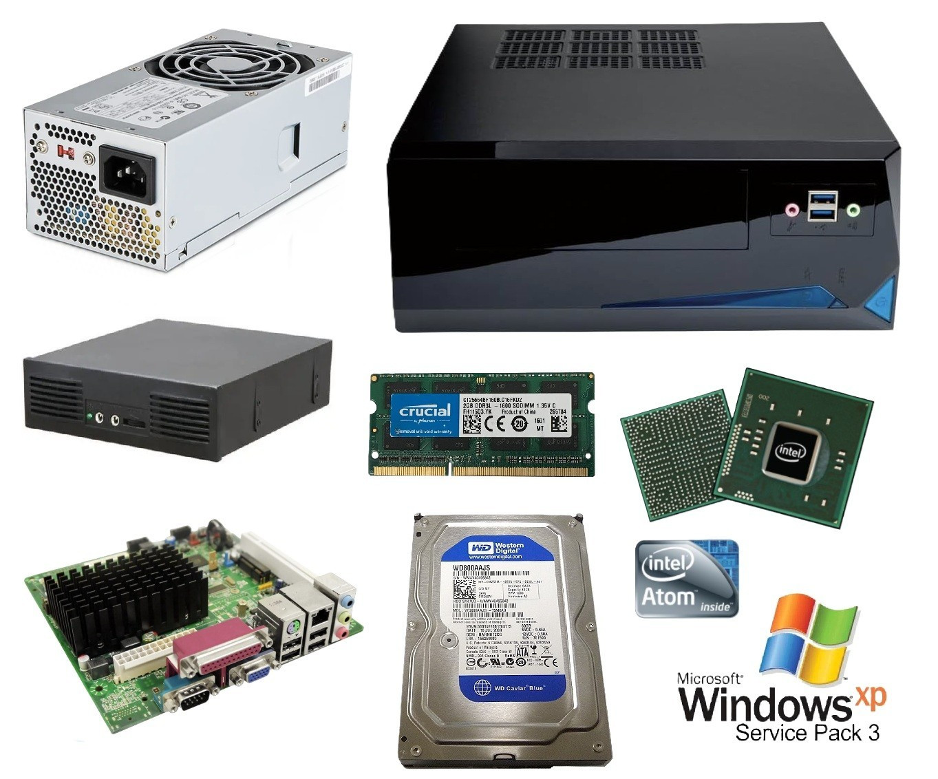 Retro Gaming InWin Mini-ITX BP655 Case/Mitac PD14TI/Atom 1.86GHz/2GB Ram/80GB HD