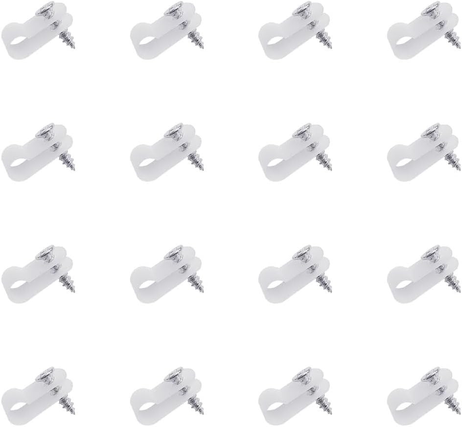 100 Pcs Wire Clamps, 1/4 White Cable Clamp R-Type