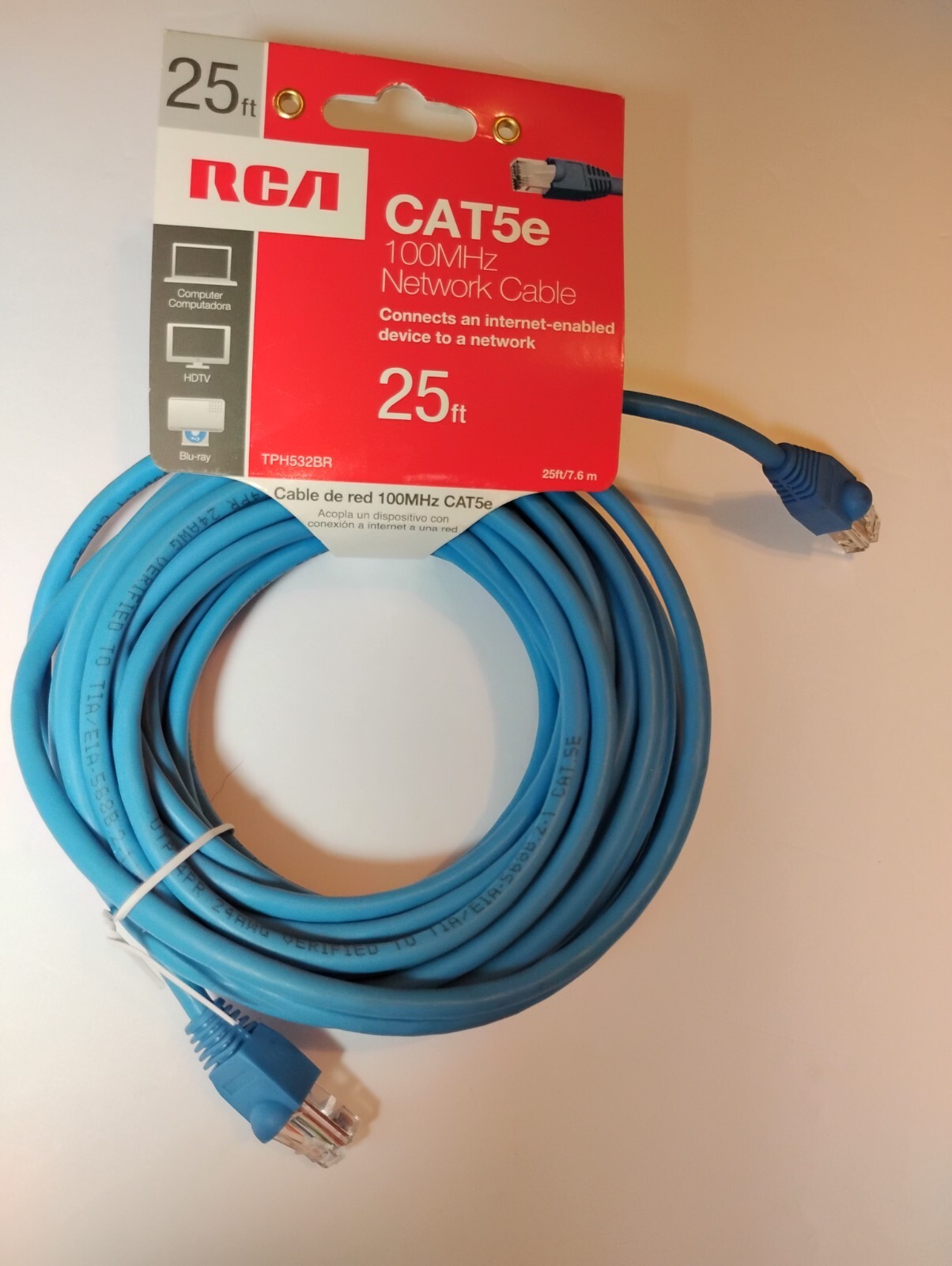 RCA TPH532BR CAT-5E 100MHz Network Cable, 25ft