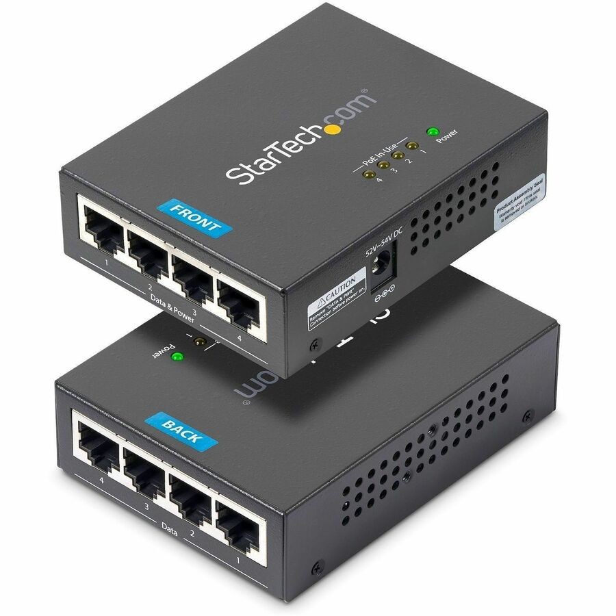 StarTech 4-Port Gigabit Midspan PoE+ Injector