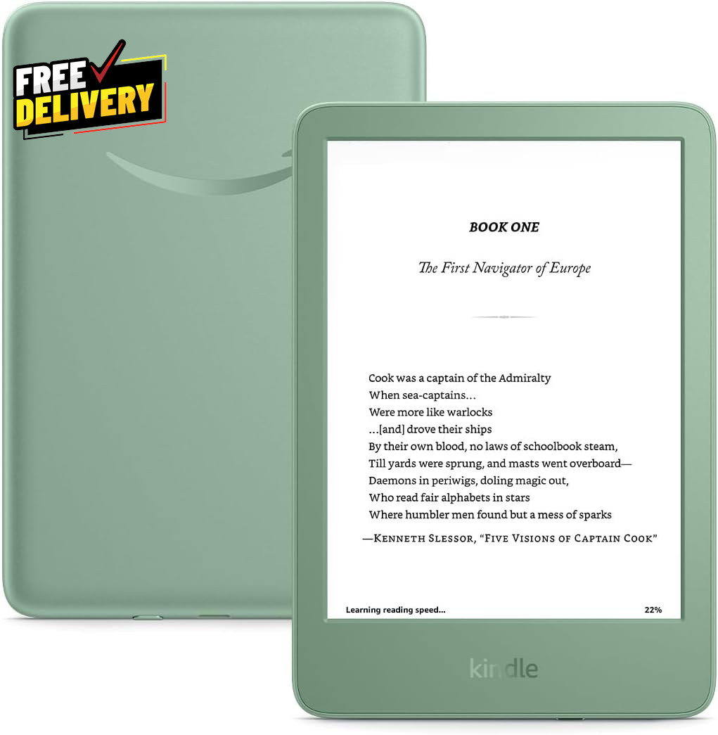 16GB Kindle E-Reader Lightweight Compact Fast Page Turns Higher Contrast Matcha