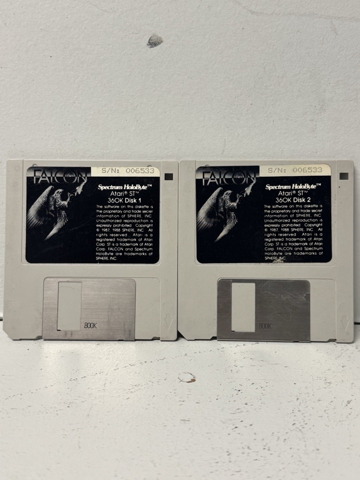 Spectrum HoloByte Falcon Atari ST 2-Disk Set 1988 Flight Sim