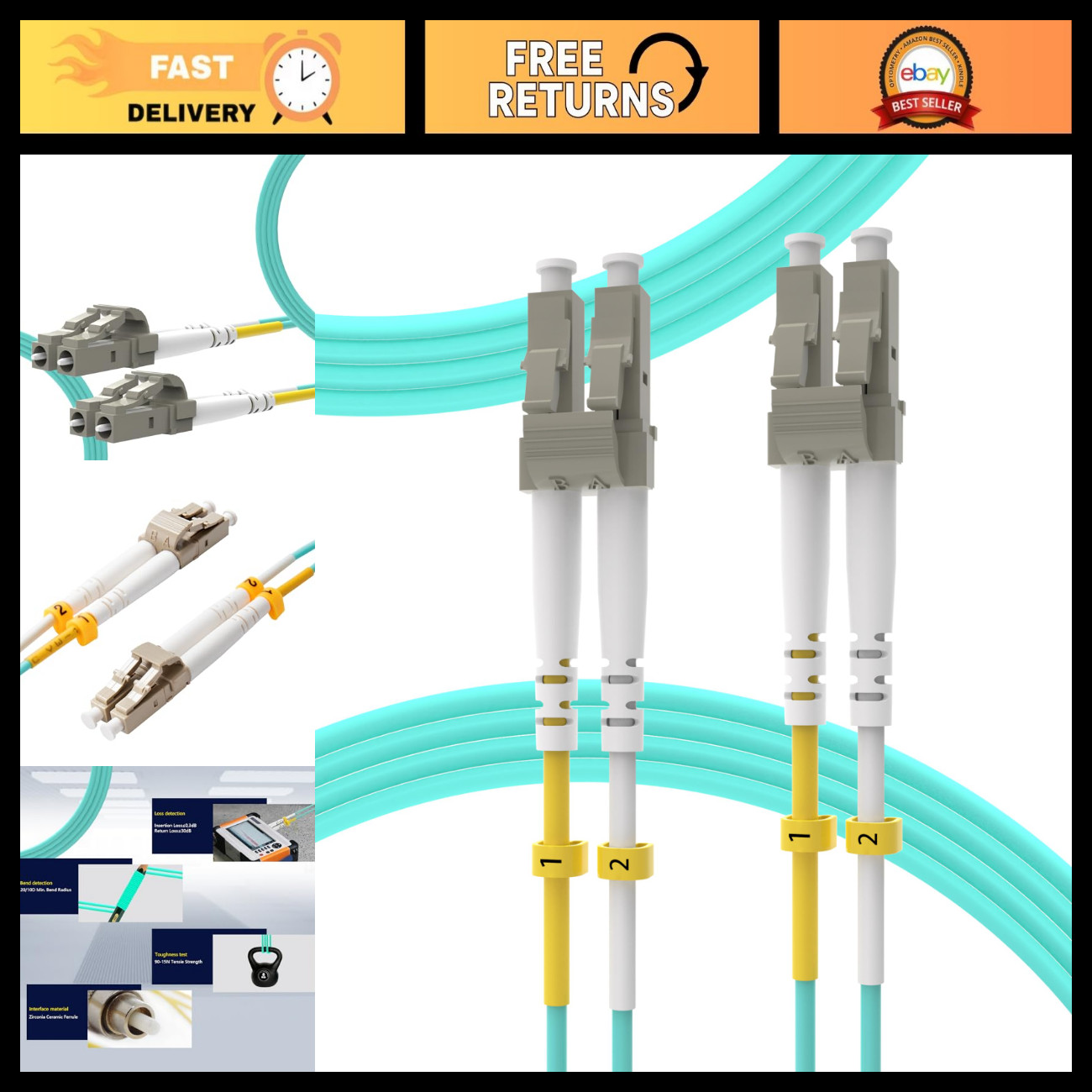 75M LC to LC Fiber Patch Cable - High-Speed 246ft Network Cable, Durable & Relia