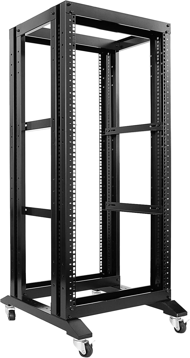 24U 4 Post Open Frame Network Server Rack 19inch Width 600mm deep with 3 Pairs