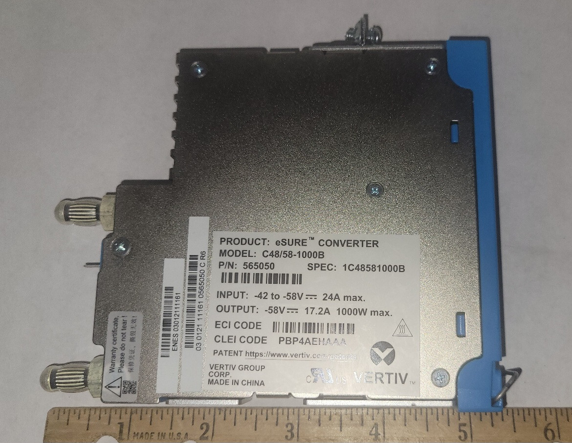 Vertiv C48/58-1000B eSure Converter Input 24A Output 58V 17.2A 1000W PN 565050