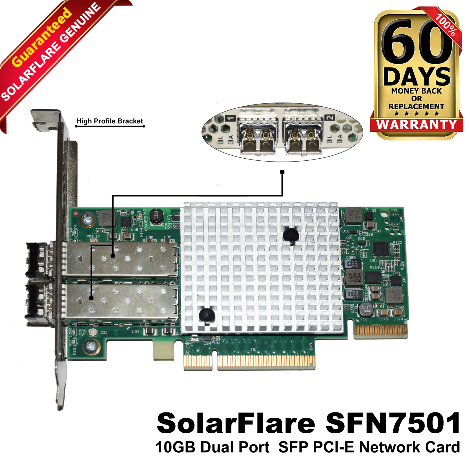 SolarFlare SFN7501 10Gbps Dual-Port SFP+ PCIe 3.0x8 Network Adapter High Profile
