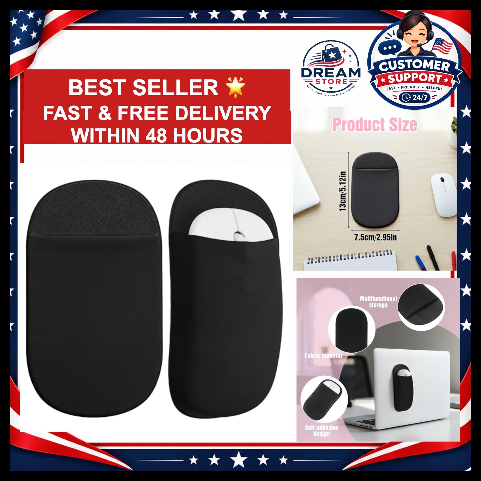 Slim Mouse Holder for Laptop, Universal Wireless Mouse Sleeve Pouch for Laptop