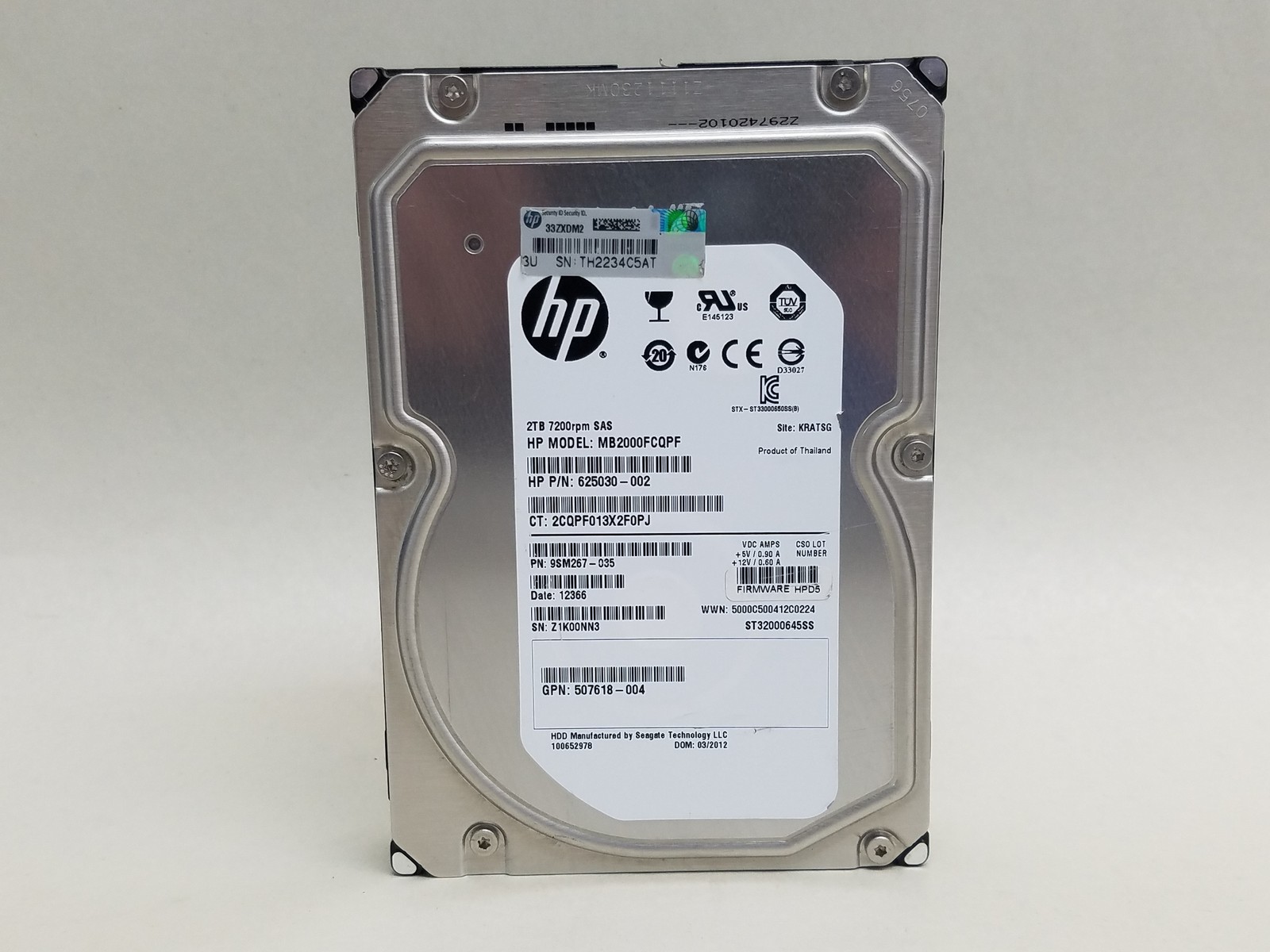 1D9NN ST32000645SS FOR Dell CONSTELLATION 2TB 7200RPM 6Gbps 3.5" SAS Hard Drive