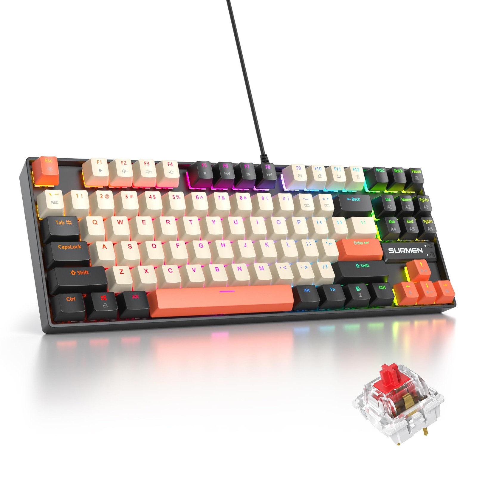 iRoboosta 75% Mechanical Keyboard, 87 Carbon Red Switch
