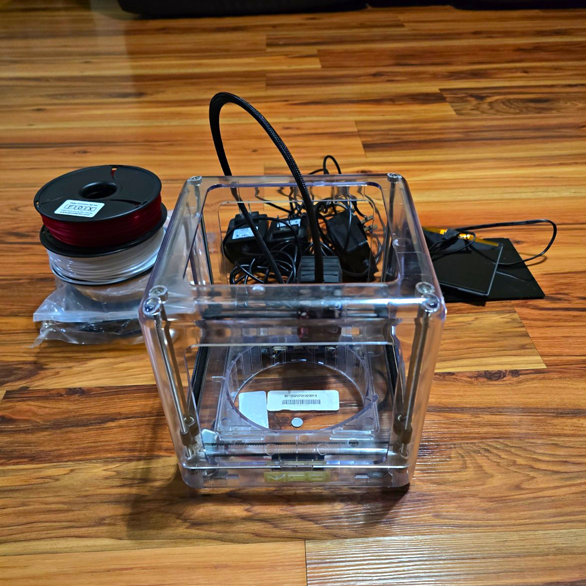 M3D Clear Micro 3D Printer with Filament, Power Supply, And Heated Bed