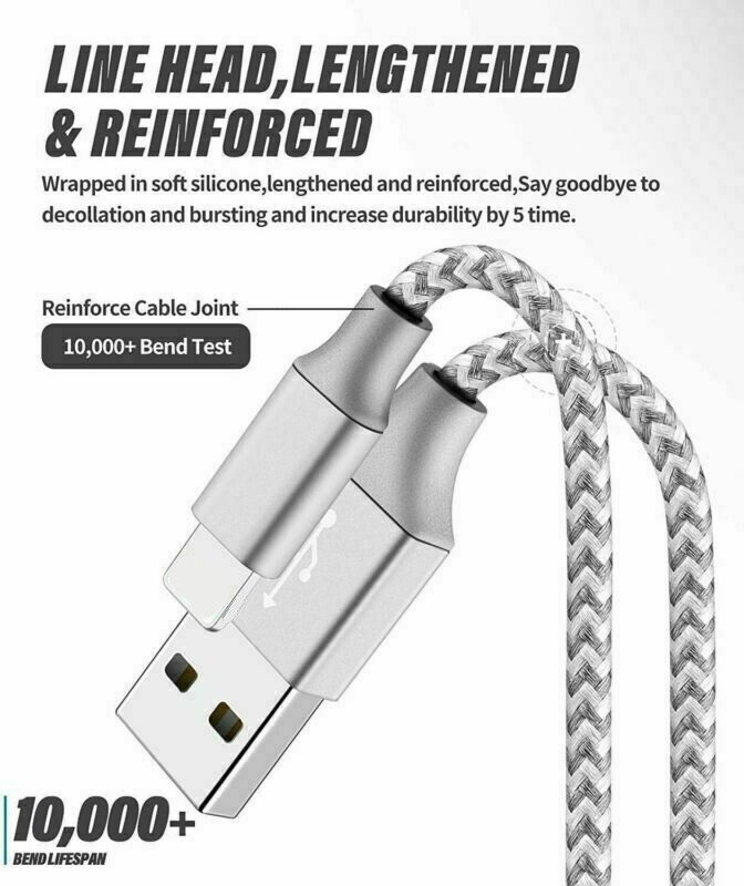 Fast Charger Cable Heavy Duty 6FT For iPhone 14 13 12 11 X 8 7 Charging Cord Lot