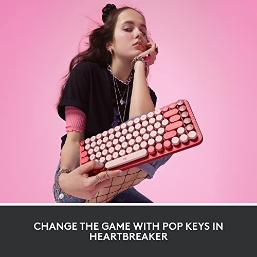 LOGITECH POP KEYS MECHANICAL WIRELESS KEYBOARD WITH -  HEARTBREAKER ROSE