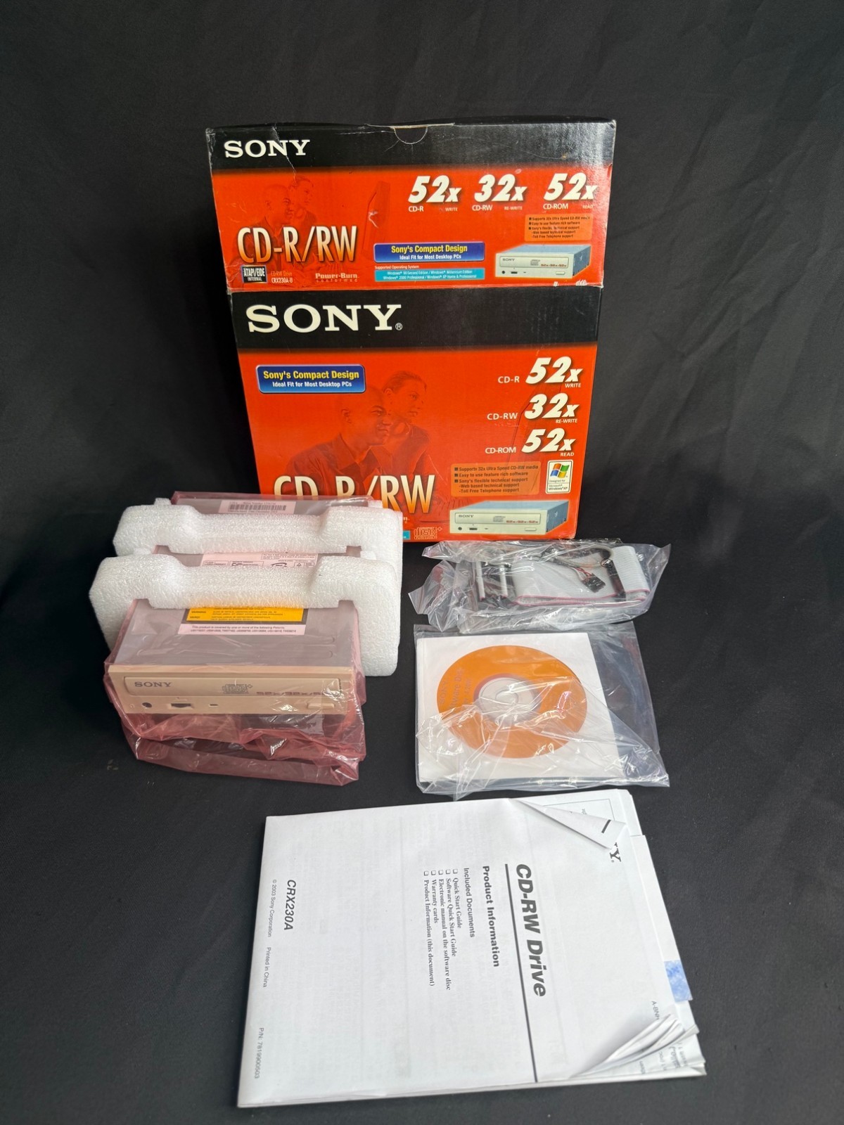 Sony CRX230A-U CD-R RW Drive 52x32x52 IDE Internal Box Manual
