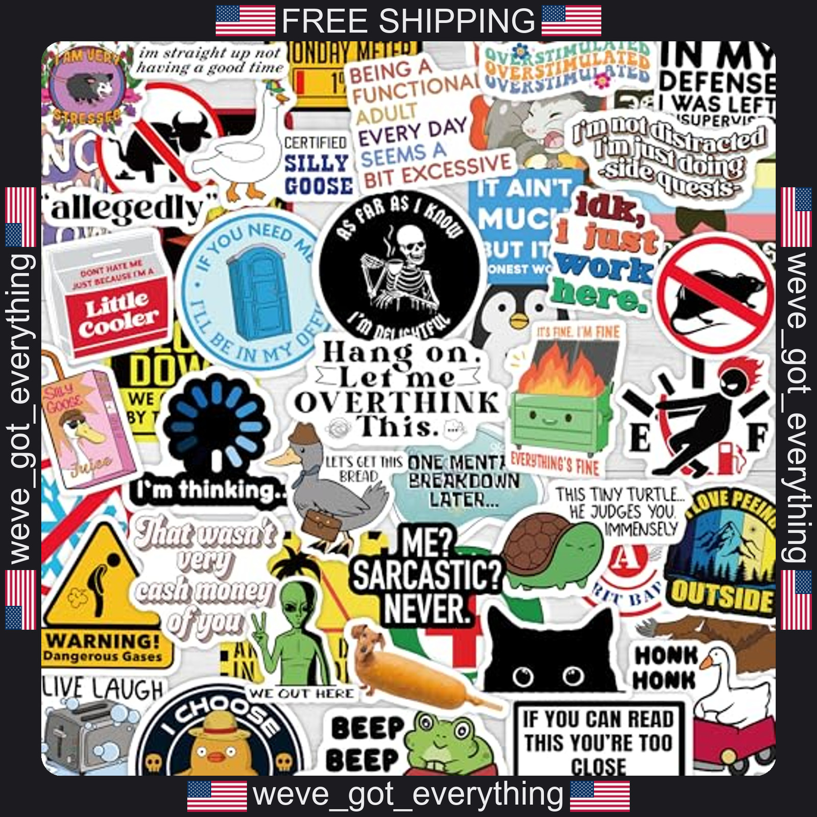200 Pcs Funny Adult Stickers Waterproof Vinyl Decals for Laptop Water Bottle