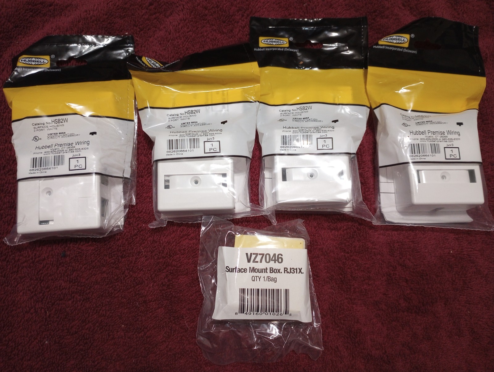 VZ7046 Hubbell Office White 2-Port Data Keystone Housing Surface Mount Box HSB2W