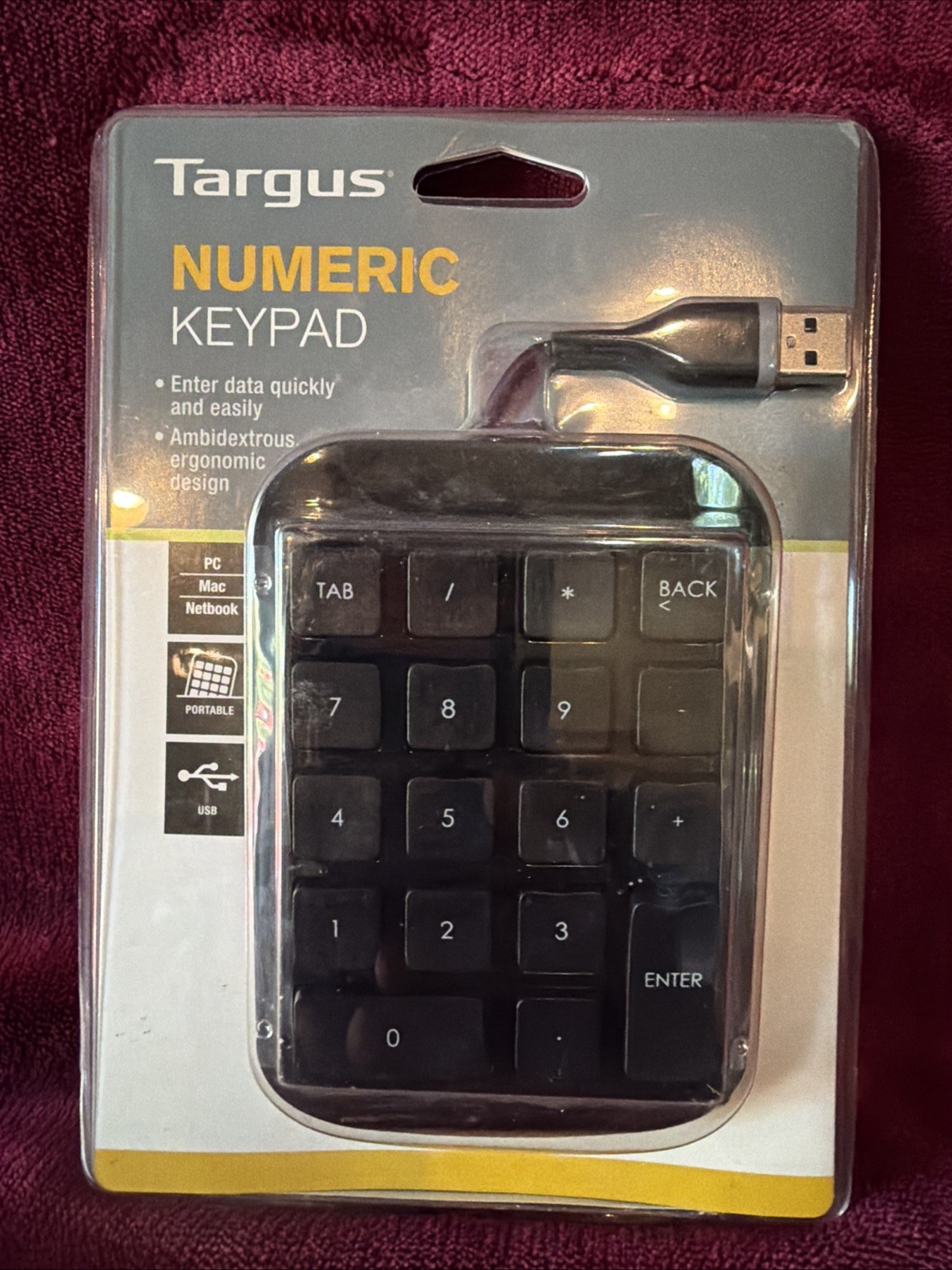 NEW Targus Numeric Keypad PC Mac Netbook Ambidextrous Ergonomic Design AKP10US