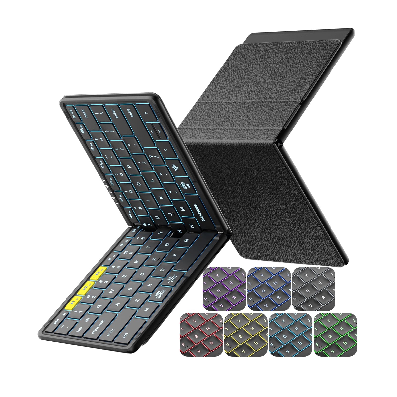 Samsers Full-Size Foldable Bluetooth Keyboard, KF08X Backlit, Black-Backlit 