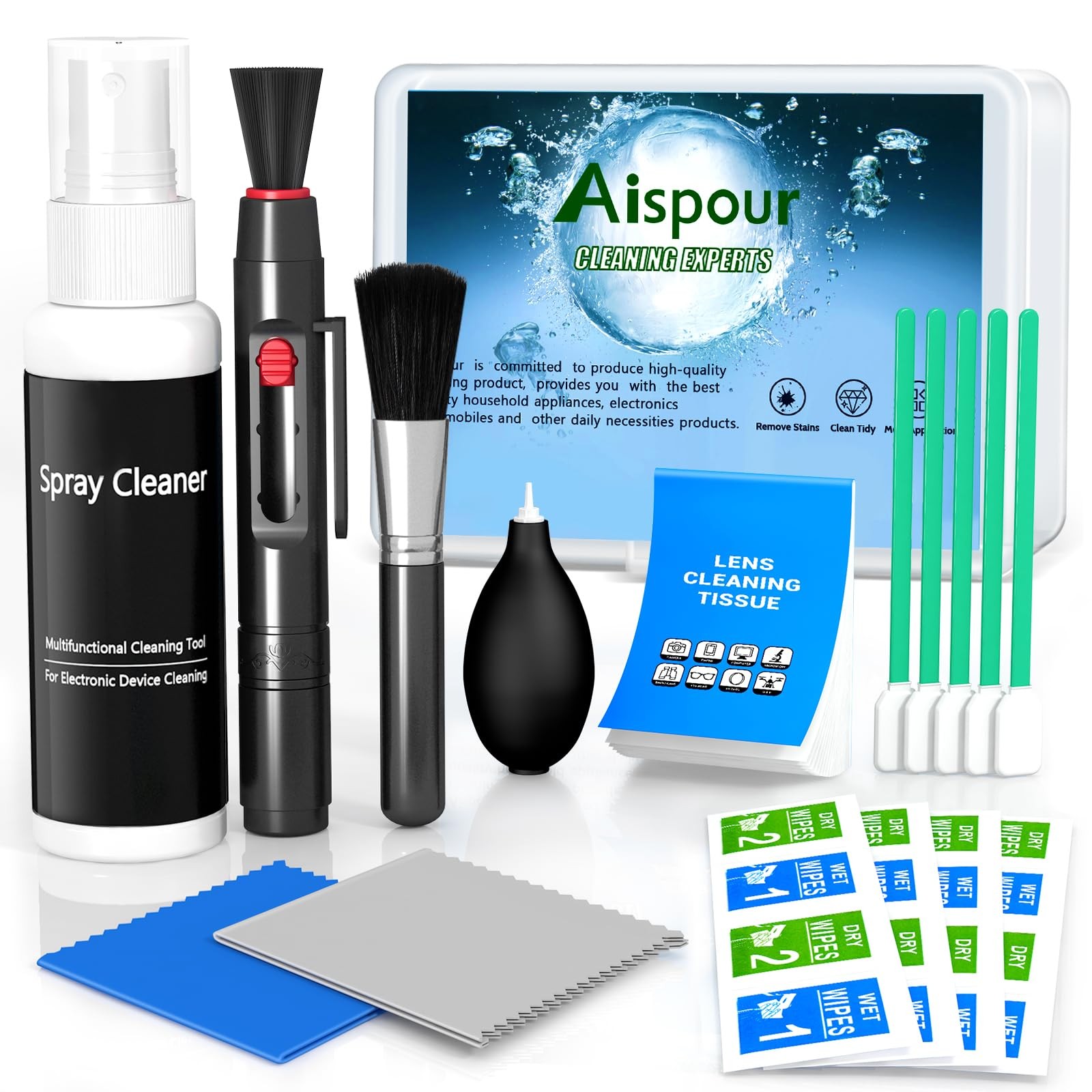 Aispour Camera Lens Cleaning Kit, Standard Version, black, white, blue 