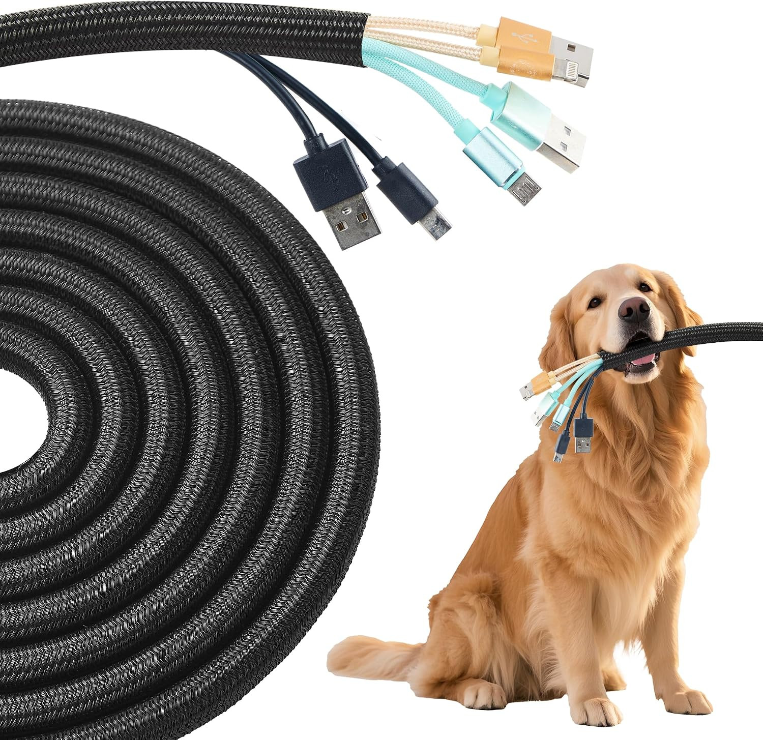 Split Wire Loom 1/2 Inch 10Ft, Braided Cable Sleeve for Cable Management, Cord
