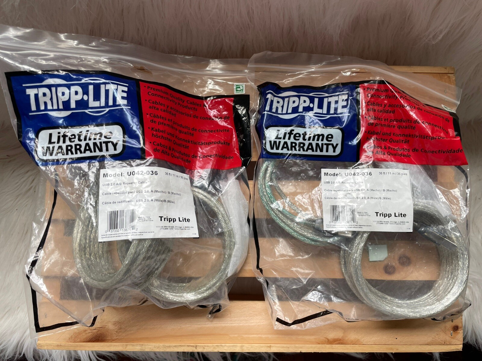 TRIPP-LITE U042-036, NEW Unopened Lot Of 2 USB 2.0 A/B Repeater Cable 36ft