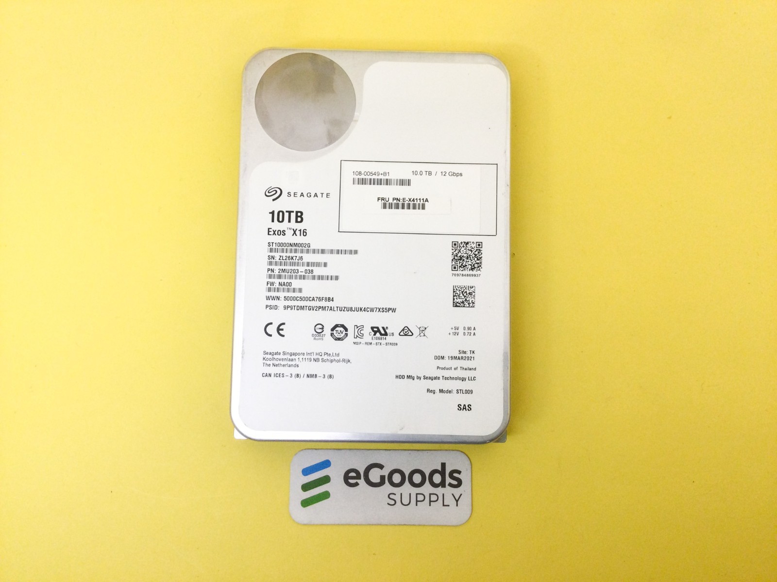 Seagate EXOS X16 10TB 7.2K SAS 12Gbps 3.5in 4KN/512E HDD ST10000NM002G NetApp