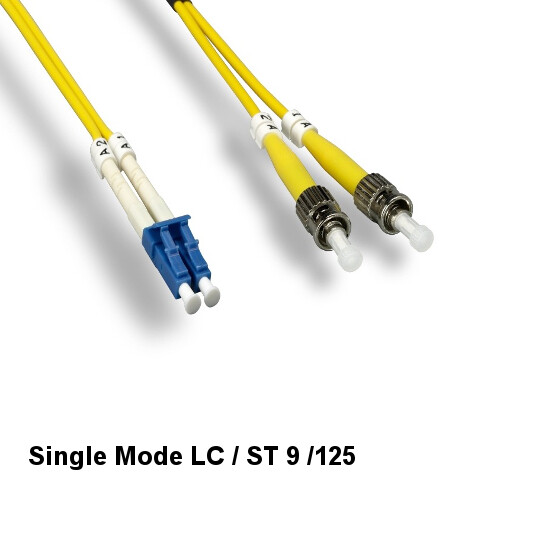 Kentek 5 Meter Single-Mode Fiber Optic Patch Cable LC/ST 9/125 Duplex UPC/UPC